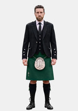 Traditional_Solid_Green_Tartan_Kilt_and_Argyle_Jacket_Kilt_Outfits_front_image