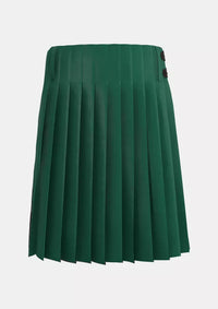 Traditional_Solid_Green_Tartan_kilt_back_image_with_pleated_design_and_adjustable_buckles_for_men
