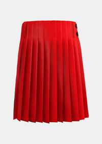 Traditional_Solid_Red_Tartan_kilt_back_image_with_pleated_design_and_adjustable_buckles_for_men