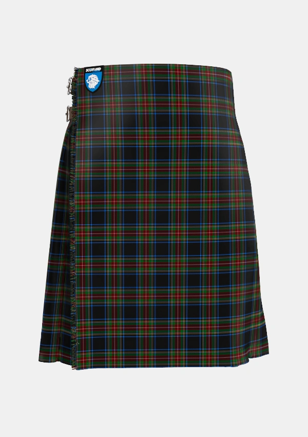 Traditional_Stewart_Black_Tartan_1061_kilt_front_image_with_pleated_design_and_adjustable_buckles_for_men