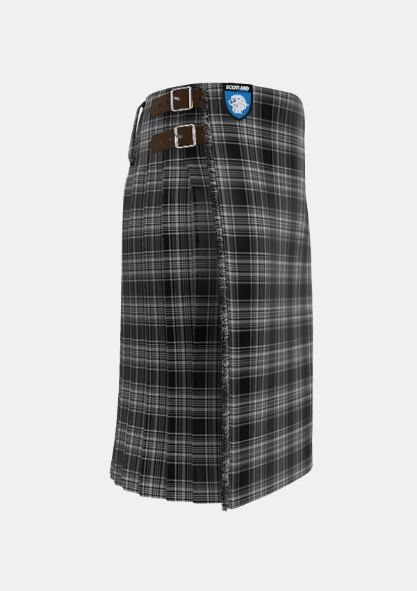 Traditional_Stewart_Mourning_3_Tartan_1247_kilt_right_image_with_pleated_design_and_adjustable_buckles_for_men