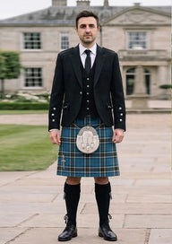 Traditional_Thomson_Dress_Blue_Tartan_Kilt_and_Argyle_Jacket_Kilt_Outfit_front_image