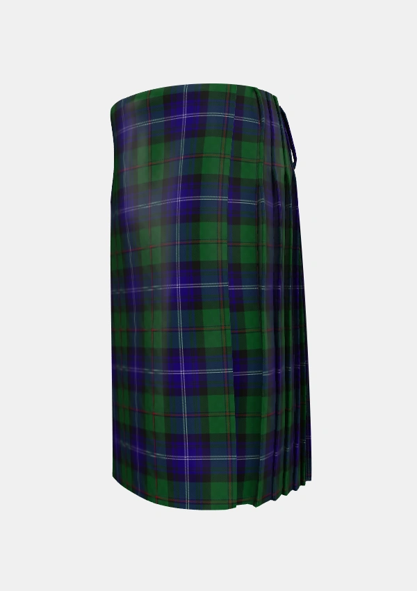 Traditional_Urquhart_White_Line_Tartan_623_kilt_left_image_with_pleated_design_and_adjustable_buckles_for_men