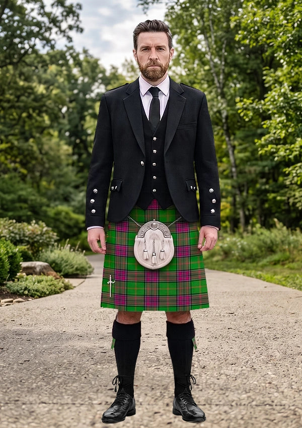 Traditional_Whyte_John_Family_Tartan_Kilt_and_Argyle_Jacket_Kilt_Outfit_front_image