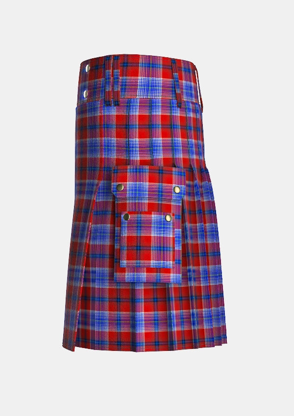 Utility_A_J_Gallacher_Tartan_10053_kilt_left_image_with_pleated_design_and_adjustable_buckles_for_men
