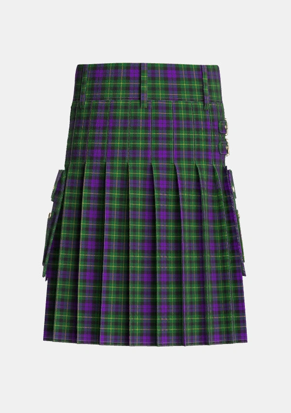 Utility_Abercrombie_Wilsons_No2_64_Tartan_1048_kilt_back_image_with_pleated_design_and_adjustable_buckles_for_men