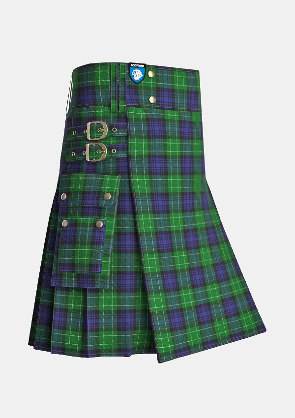 Utility_Abercrombie_tartan_241_kilt_side_image_with_pleated_design_and_adjustable_buckles_for_men