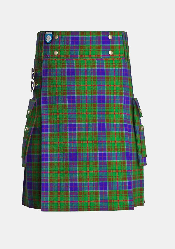 Utility_Adams_tartan_3022_kilt_front_image_with_pleated_design_and_adjustable_buckles_for_men