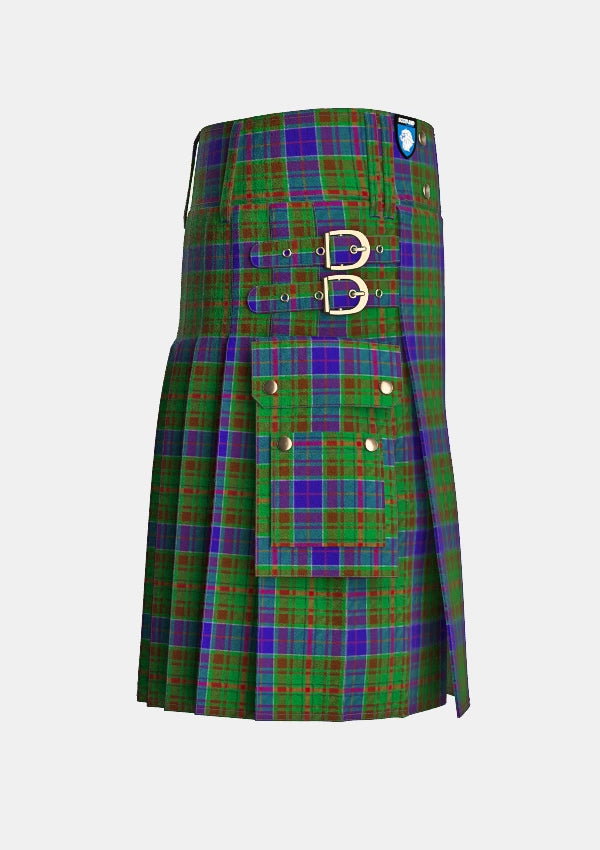 Utility_Adams_tartan_3022_kilt_right_image_with_pleated_design_and_adjustable_buckles_for_men