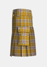 Utility_Ailsa_Gold_Tartan_7605_kilt_left_image_with_pleated_design_and_adjustable_buckles_for_men