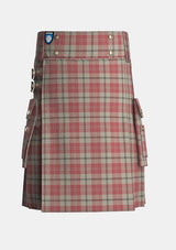 Utility_Ailsa_Pink_Tartan_7587_kilt_front_image_with_pleated_design_and_adjustable_buckles_for_men