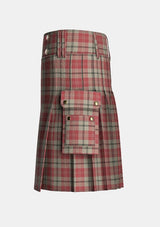 Utility_Ailsa_Pink_Tartan_7587_kilt_left_image_with_pleated_design_and_adjustable_buckles_for_men