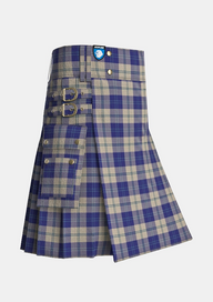 Utility_Ailsa_Royal_Blue_Tartan_7595_kilt_side_image_with_pleated_design_and_adjustable_buckles_for_men
