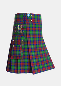 Utility_Akins_Clan_Personal_Tartan_2426_kilt_side_image_with_pleated_design_and_adjustable_buckles_for_men
