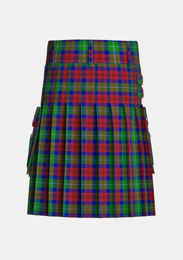 Utility_Akins_Clan_Tartan_2426_kilt_back_image_with_pleated_design_and_adjustable_buckles_for_men