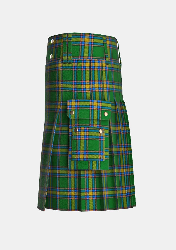 Utility_Alberta_Tartan_2055_kilt_left_image_with_pleated_design_and_adjustable_buckles_for_men
