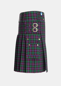 Utility_Alexander_Hunting_Personal_Tartan_411_kilt_right_image_with_pleated_design_and_adjustable_buckles_for_men