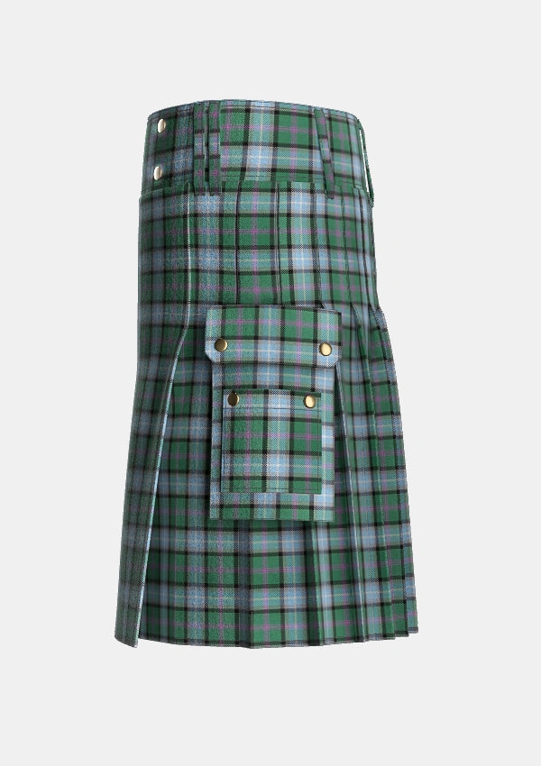 Utility_Alexander_of_Menstry_Hunting_Tartan_6715_kilt_left_image_with_pleated_design_and_adjustable_buckles_for_men