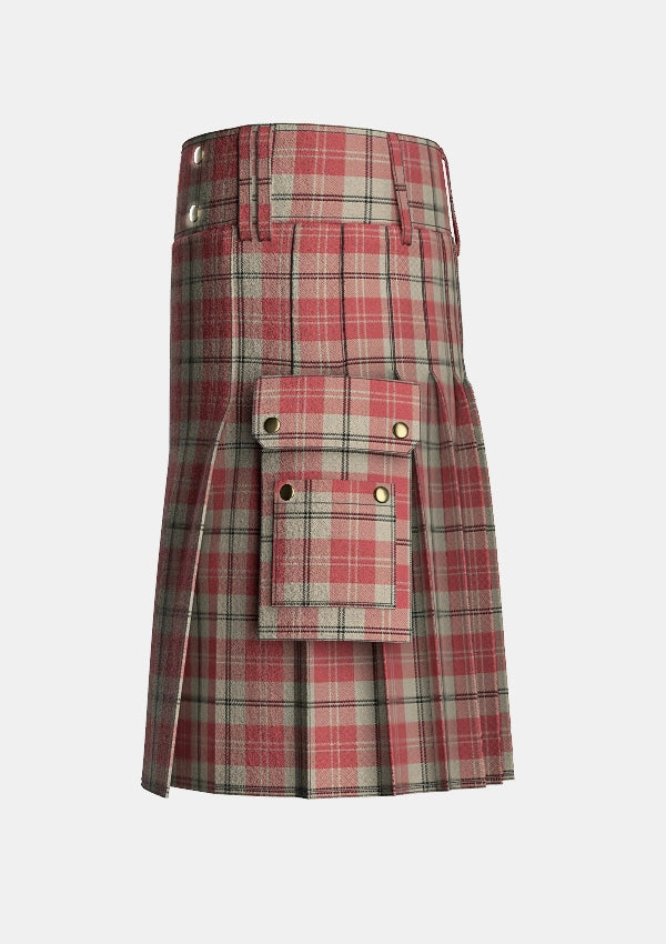Utility_Alisa_Pink_Tartan_7587_kilt_left_image_with_pleated_design_and_adjustable_buckles_for_men