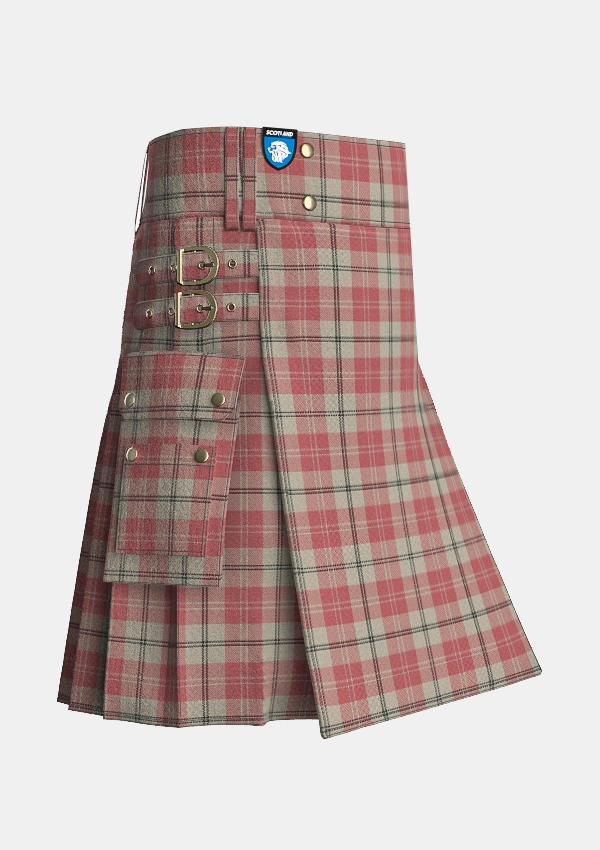 Utility_Alisa_Pink_Tartan_7587_kilt_side_image_with_pleated_design_and_adjustable_buckles_for_men