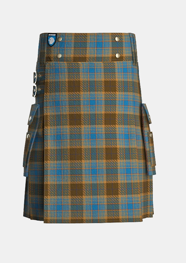Utility_Allan_tartan_572_kilt_front_image_with_pleated_design_and_adjustable_buckles_for_men