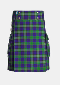 Utility_Allen_tartan_2519_kilt_front_image_with_pleated_design_and_adjustable_buckles_for_men