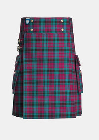 Utility_Alma_College_Tartan_kilt_front_image_with_pleated_design_and_adjustable_buckles_for_men