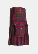 Utility_Anderson_of_Kinnedear_Red_Tartan_3015_kilt_left_image_with_pleated_design_and_adjustable_buckles_for_men