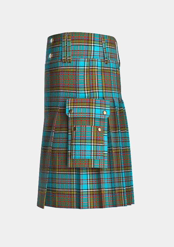 Utility_Anderson_tartan_kilt_left_image_with_pleated_design_and_adjustable_buckles_for_men