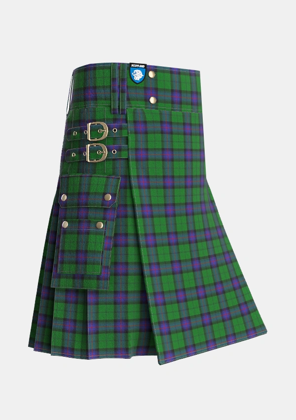 Utility_Armstrong_2_Tartan_793_kilt_side_image_with_pleated_design_and_adjustable_buckles_for_men