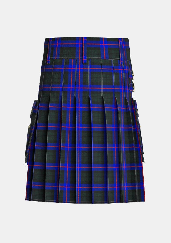 Utility_Armstrong_Scottish_Tartan_kilt_back_image_with_pleated_design_and_adjustable_buckles_for_men