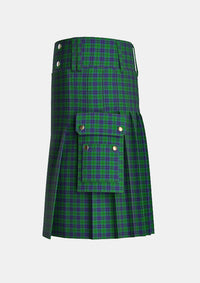 Utility_Austin_Tartan_254_kilt_left_image_with_pleated_design_and_adjustable_buckles_for_men