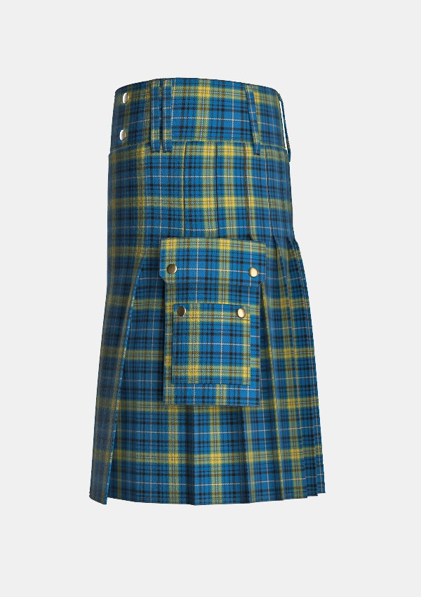 Utility_Avalon_Carroll_House_Tartan_6362_kilt_left_image_with_pleated_design_and_adjustable_buckles_for_men