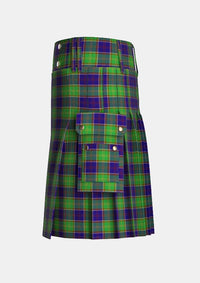 Utility_Ayrshire_tartan_436_kilt_left_image_with_pleated_design_and_adjustable_buckles_for_men