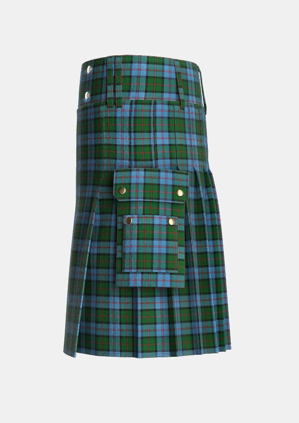 Utility_Ayrton_Tartan_1345_kilt_left_image_with_pleated_design_and_adjustable_buckles_for_men