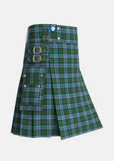 Utility_Ayrton_Tartan_1345_kilt_side_image_with_pleated_design_and_adjustable_buckles_for_men