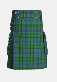 Utility_Bailey_tartan_2589_kilt_front_image_with_pleated_design_and_adjustable_buckles_for_men