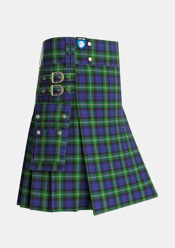 Utility_Baillie_of_Polkemmet_Tartan_206_kilt_side_image_with_pleated_design_and_adjustable_buckles_for_men