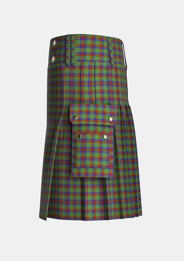 Utility_Bain_E_Tartan_15040_kilt_left_image_with_pleated_design_and_adjustable_buckles_for_men