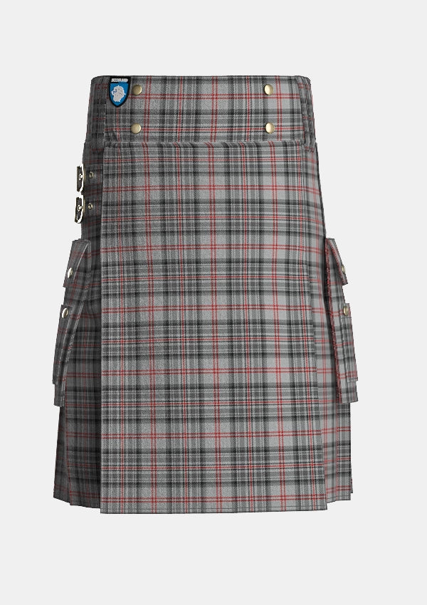 Utility_Balmoral_tartan_1300_kilt_front_image_with_pleated_design_and_adjustable_buckles_for_men