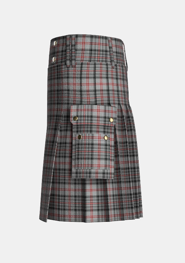 Utility_Balmoral_tartan_1300_kilt_left_image_with_pleated_design_and_adjustable_buckles_for_men