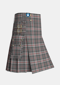 Utility_Balmoral_tartan_1300_kilt_side_image_with_pleated_design_and_adjustable_buckles_for_men