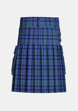 Utility_Banff_and_Buchan_Tartan_2150_kilt_back_image_with_pleated_design_and_adjustable_buckles_for_men