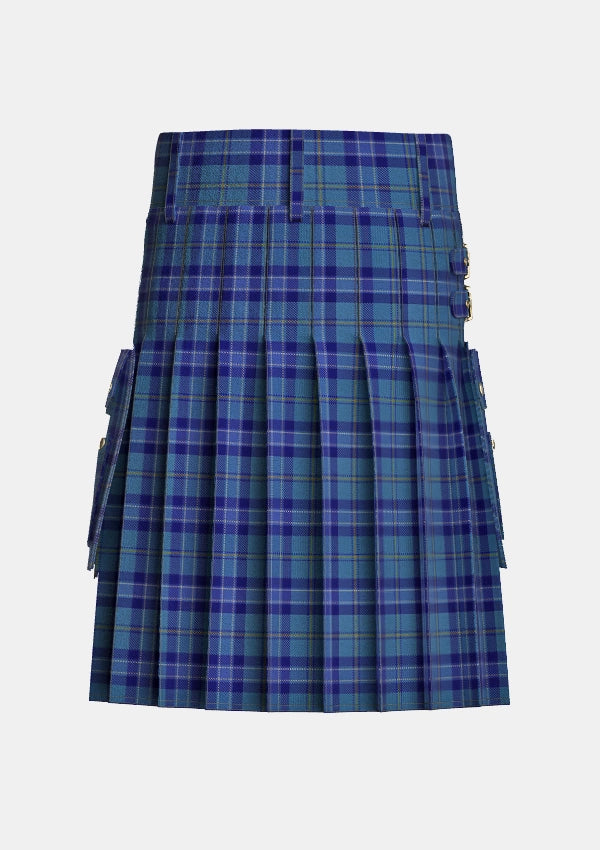 Utility_Banff_and_Buchan_Tartan_2150_kilt_back_image_with_pleated_design_and_adjustable_buckles_for_men