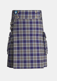 Utility_Bannockbane_Silver_Tartan_595_kilt_front_image_with_pleated_design_and_adjustable_buckles_for_men