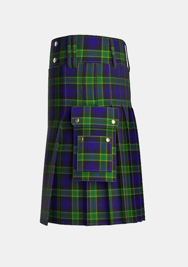 Utility_Barnes_Hunting_Tartan_2244_kilt_left_image_with_pleated_design_and_adjustable_buckles_for_men
