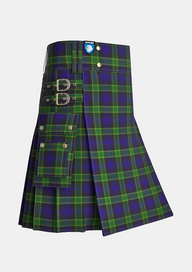Utility_Barnes_Hunting_Tartan_2244_kilt_side_image_with_pleated_design_and_adjustable_buckles_for_men