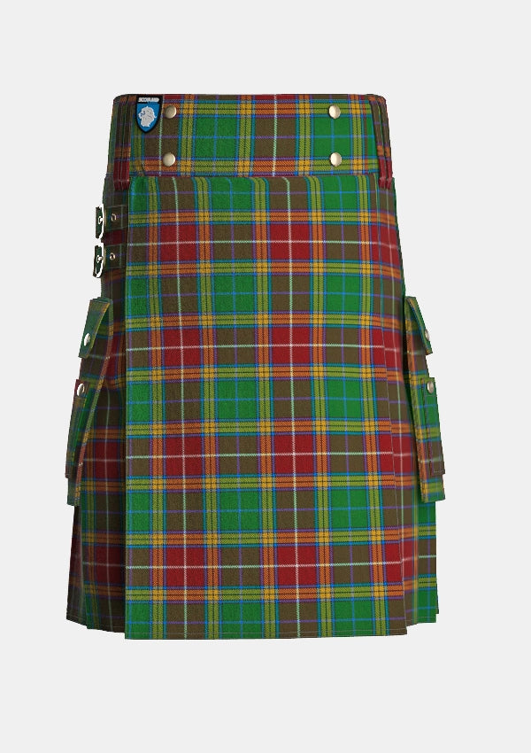 Utility_Baxter_tartan_3664_kilt_front_image_with_pleated_design_and_adjustable_buckles_for_men