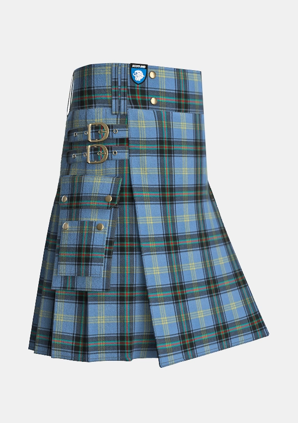 Utility_Bell_of_The_Borders_Tartan_kilt_side_image_with_pleated_design_and_adjustable_buckles_for_men