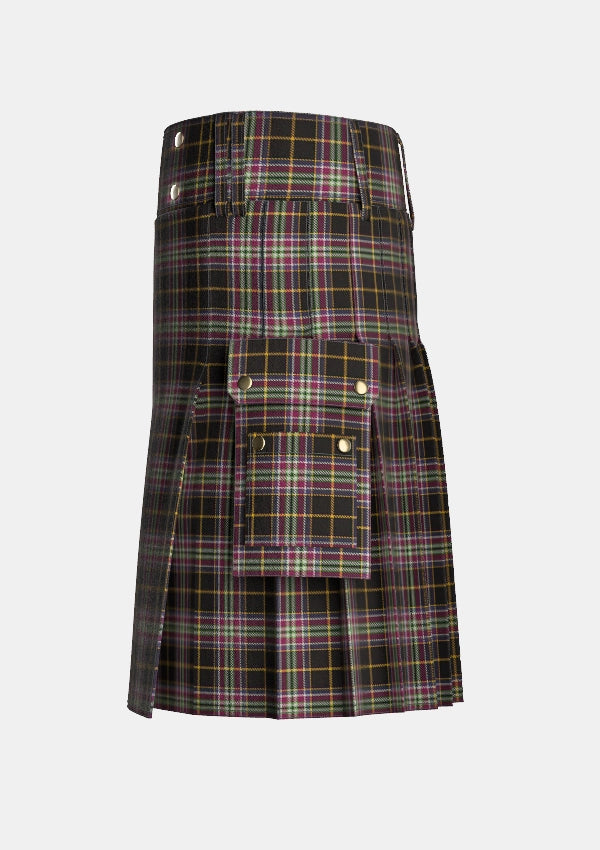 Utility_Bird_Family_Tartan_10350_kilt_left_image_with_pleated_design_and_adjustable_buckles_for_men